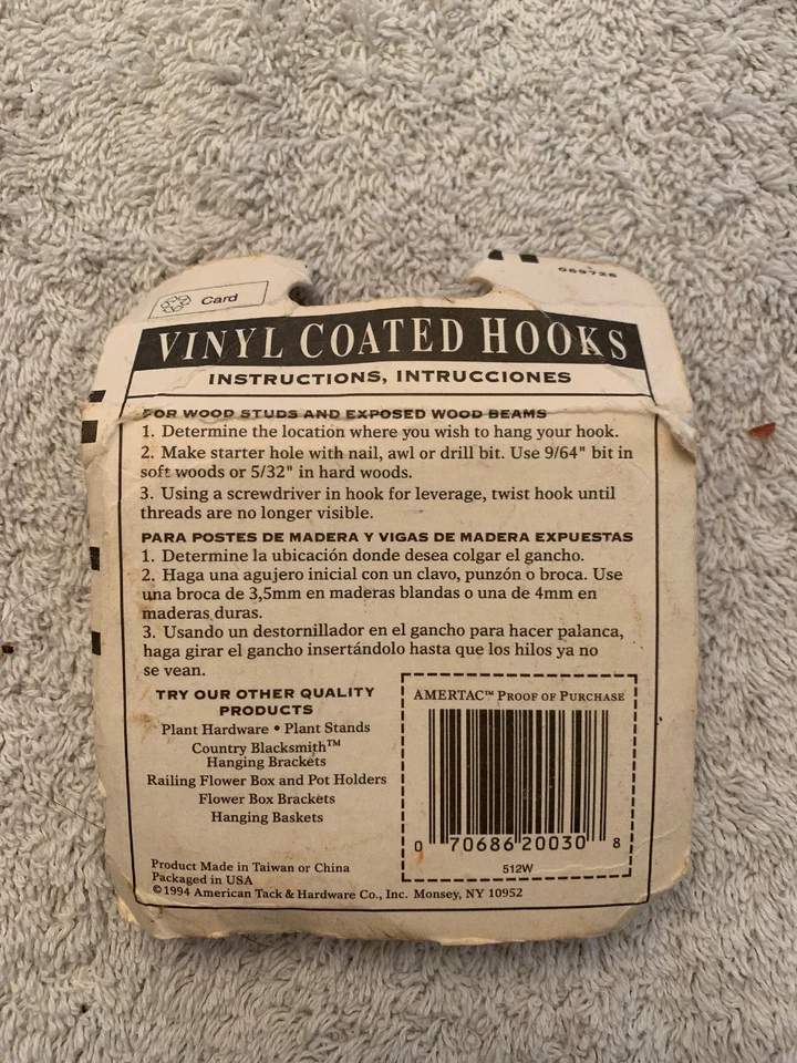 Juego de (3) ganchos recubiertos de vinilo blanco Amertac Foto 2 de 2