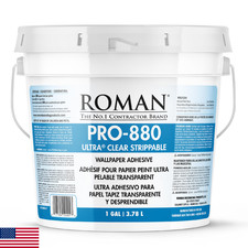 Roman PRO-880 Wallpaper Adhesive & Paste for Any Wallcovering - Ultra Clear Stri