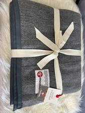 HUGE Manduka Yoga Meditation Blanket Indigo Grey Peruvian Recycled Cotton 65x83