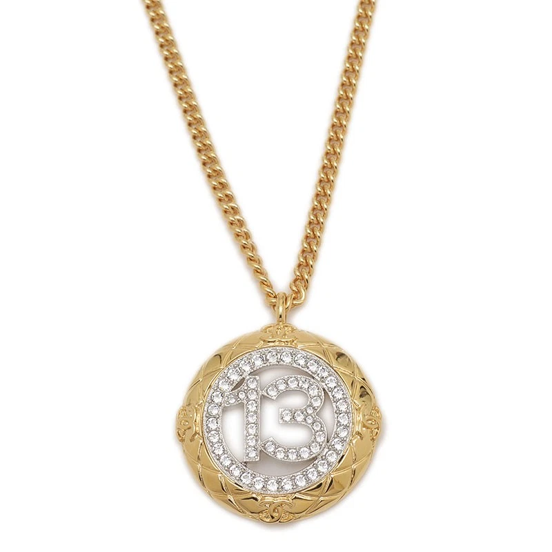 CHANEL Collana lunga con ciondolo oro argento cristallo Nbf083 Bp