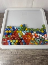 Vintage Glass Marbles Over 100 Assorted Colours and Swirls Mixed Lot