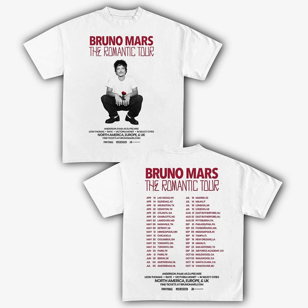 Bruno Mars The Romantic 2026 Tour T-Shirt Unisex Concert Clothing