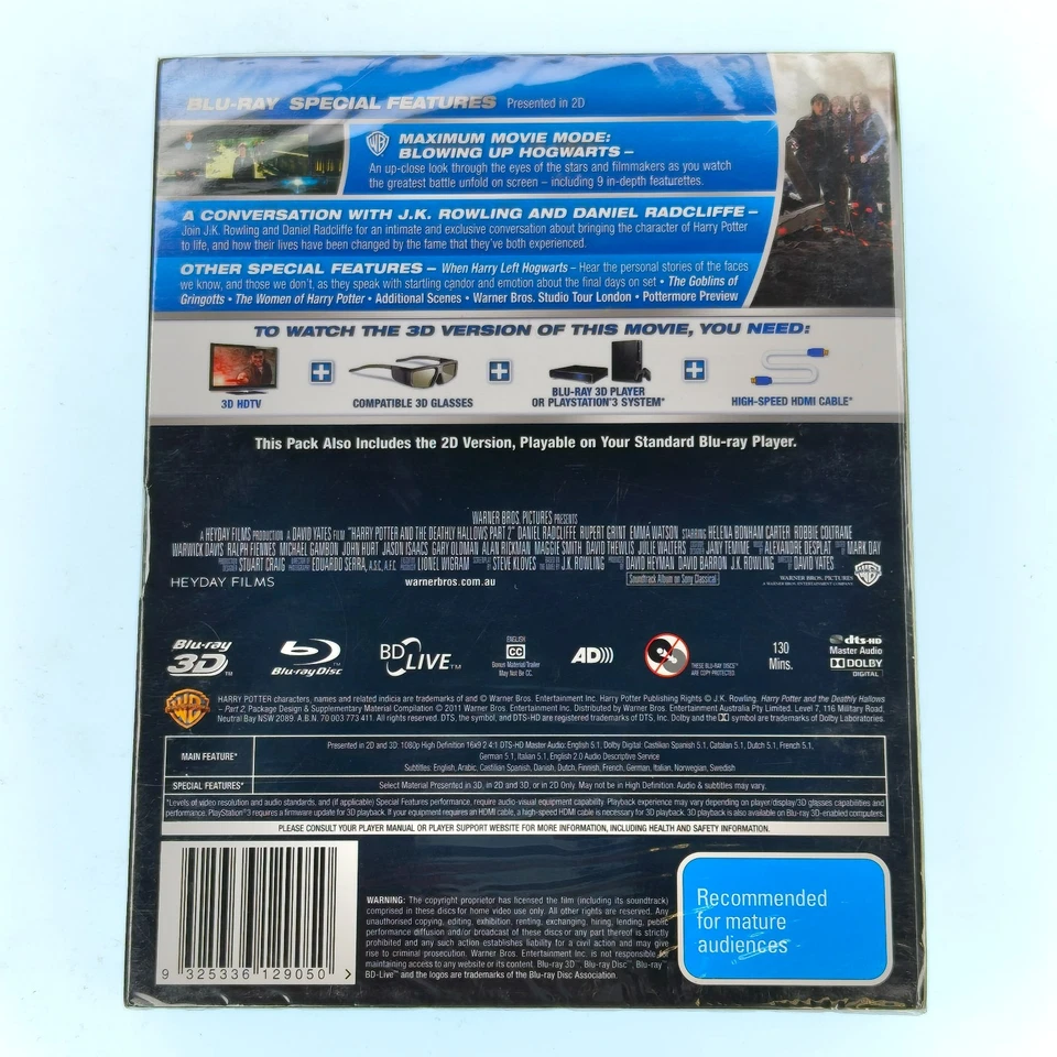 Harry Potter and the Deathly Hallows Part 2 3D - Blu Ray 3D + Blu-ray - New - Image 2 of 2