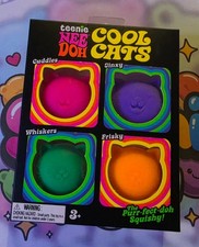 100 Authentic Schylling Teenie NeeDoh Cool Cats Pack Pink,Purple,Green,Orange 