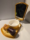 Vintage Travel Shaving Kit(Bakelite?) With Mirror-Brush And Milk Glass Soap Bowl — photo 1