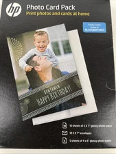 HP Inkjet Printer Glossy Photo Card Picture Paper Pack / NEW