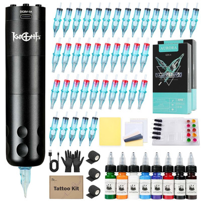 Dragoart Knight2 Tattoo Gun Starter Kit, Full Tattoo Supplies, Wireless Tattoo G