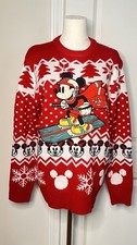 Disney Mickey Mouse Skiing Holiday Christmas Unisex Sweater Mouse Sz M