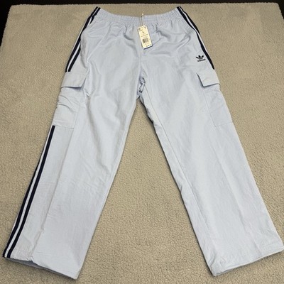 Adidas Cargo Pants Mens L Blue Originals 3 Stripes Baggy Pockets KA5063