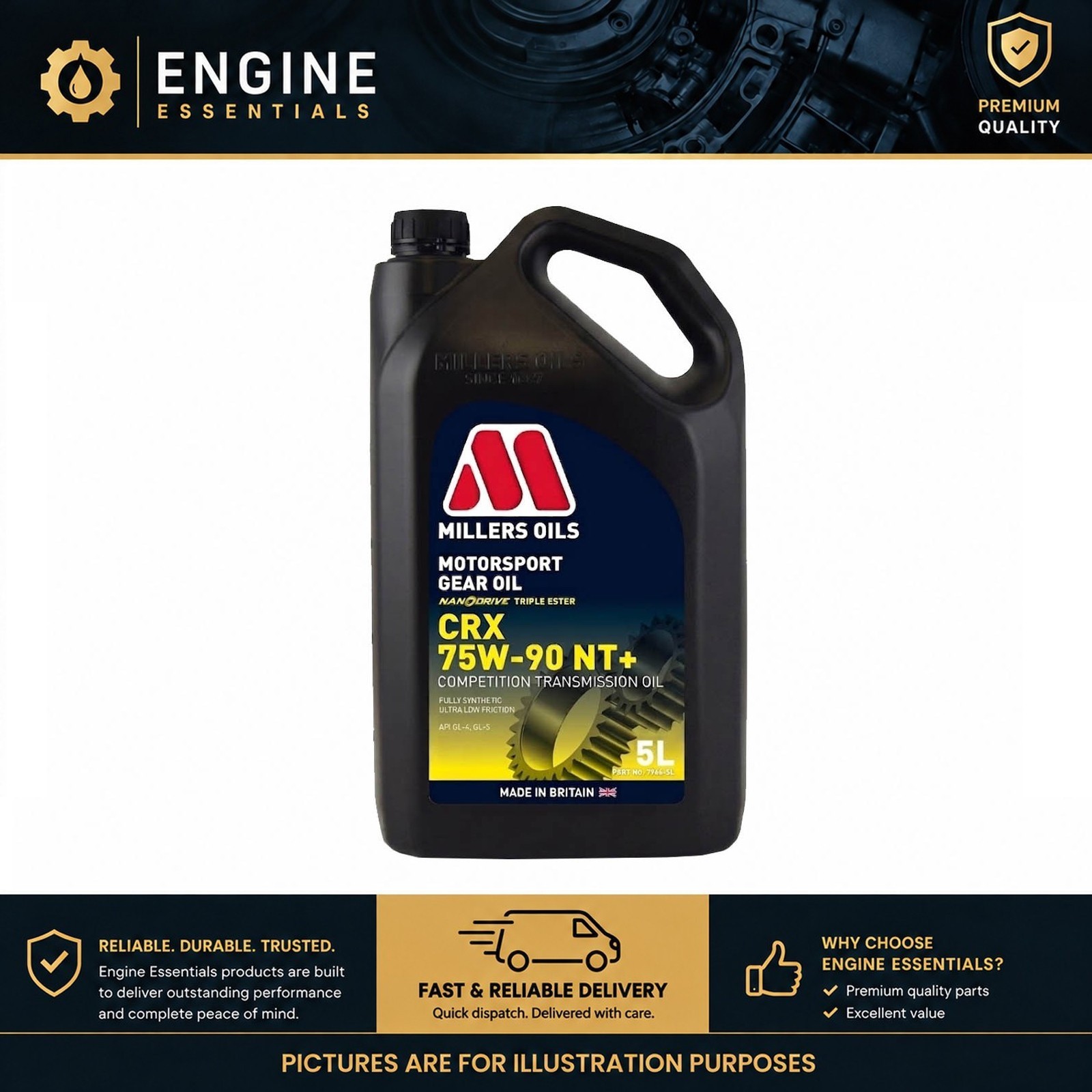 1 x Millers Oils CRX NT+ Nanodrive 75W90 Fully Synthetic Gear Oil - 5 Litre - Image 2