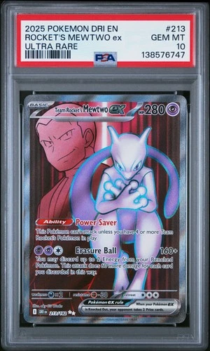 2025 POKEMON DRI EN-DESTINED RIVALS ULTRA RARE TEAM ROCKET'S MEWTWO EX PSA 10