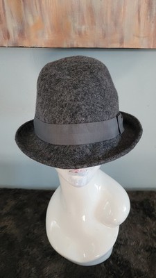 NY & Company Gray 100% Wool Fedora Hat Ribbon Band Bow Accent NWT One Size