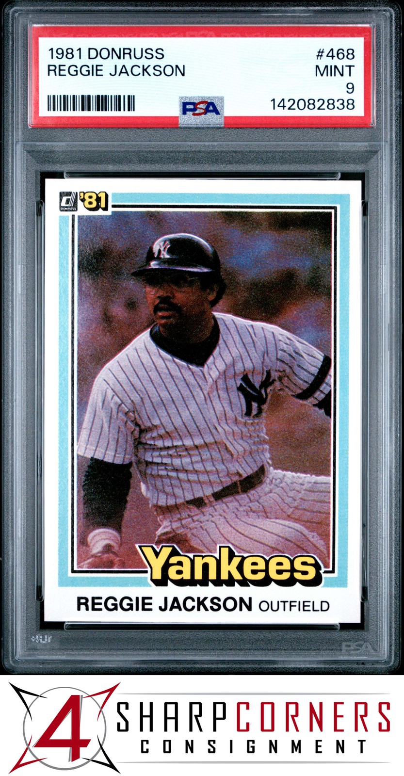 1981 DONRUSS #468 REGGIE JACKSON YANKEES HOF PSA 9