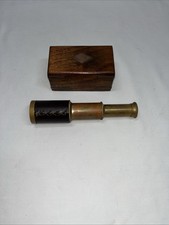 Vintage Marine Spyglass - Antique Brass Nautical Pirate Telescope In Wooden Box