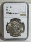1899 $1 Morgan Silver Dollar NGC MS 62 little toning nice coin