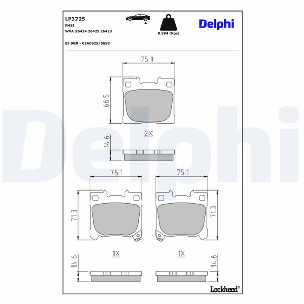Bremsbelagsatz Scheibenbremse Delphi LP3725 FüR Toyota Yaris 4WD GXPA16-image