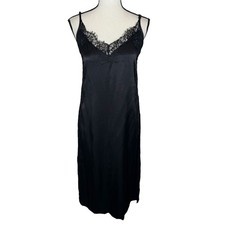 Evil Twin Women's Small Black Lingerie Slip Dress Sexy Sleeveless Lace & Satin