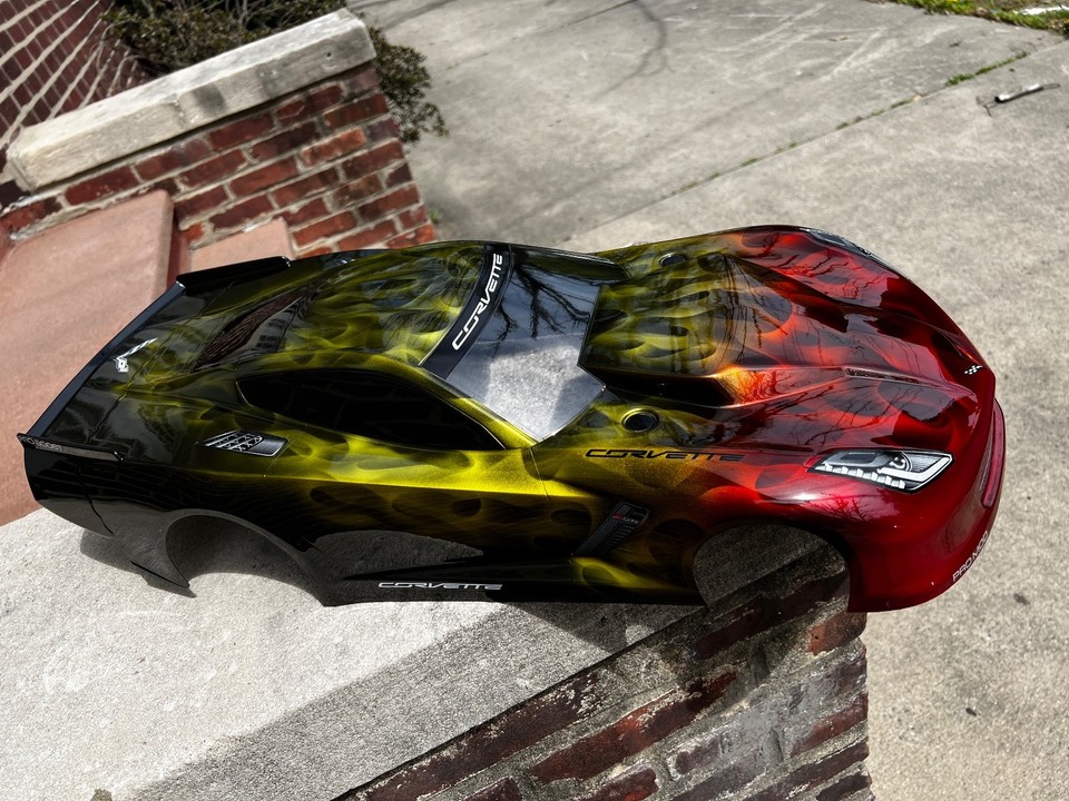 CORVETTE C7 DRAG BODY, LOSI 22S, AE DR10, SLASH 2WD, CHROME TRUE FIRE ...