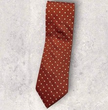 HUGO BOSS Silk Tie ITALY Orange Beige Polka D...