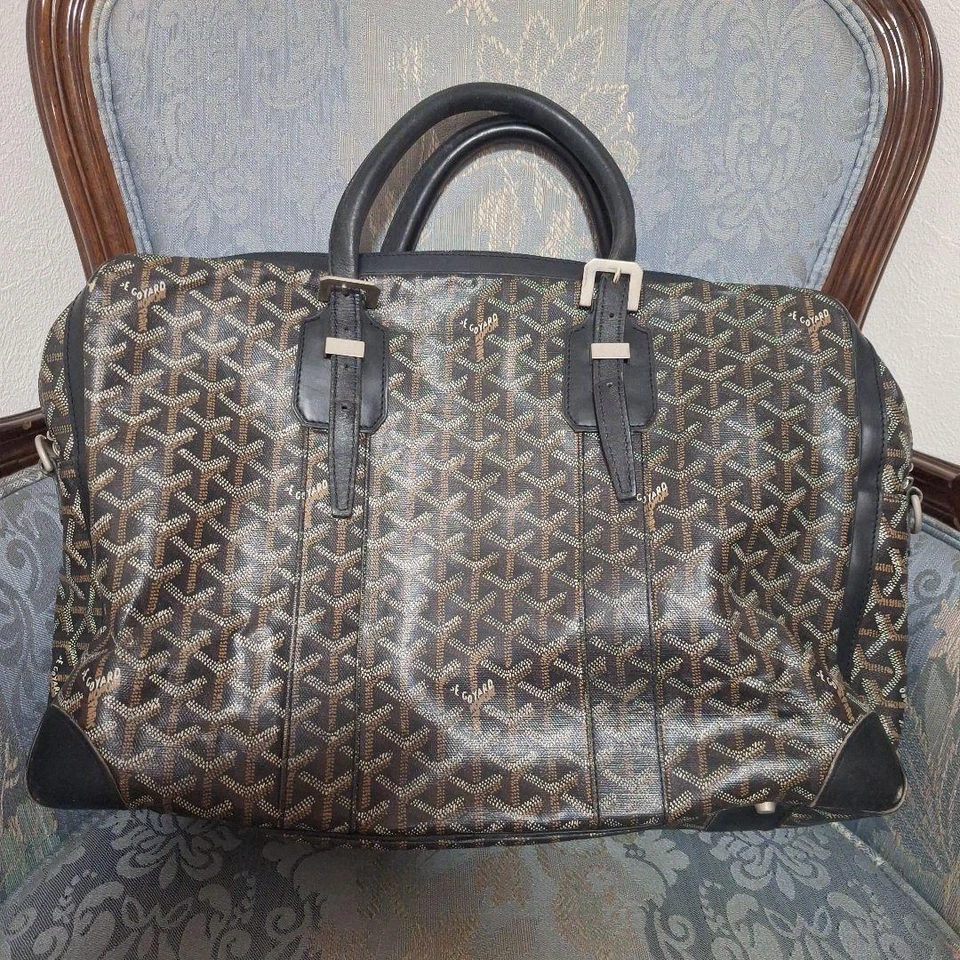 Goyard Ambassade Documento Pasta Bolsa de Negócios Couro Preta Japão Autêntica - Imagem 2 de 4