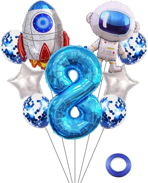Weltraum Luftballon Set Astronauten Geburtstag Deko 8 Jahre Astronauten Raketen-image