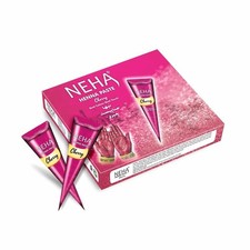 Neha Fast Instant Mehandi Cone - Pack of 12 Cones, 25g in each cone. Cherry 
