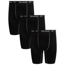 Reebok Mens Boxer Briefs - 3 Pack Big  Tall 10" Inseam 4X-Large, Jet Black