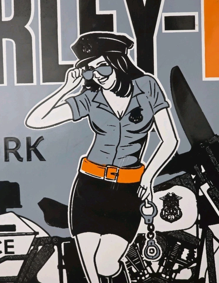 Letrero de porcelana Harley Davidson 1957 vintage 15 x 10 motocicleta para trabajar o jugar  Foto 4 de 4