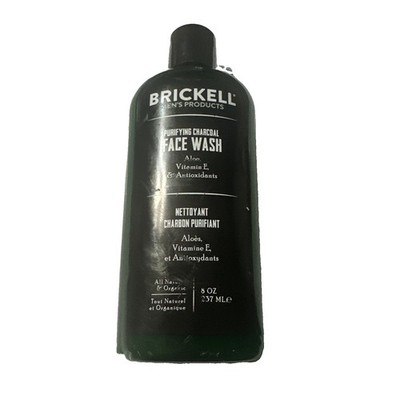 Brickell Men's Purifying Charcoal Face Wash for Men, Natural and Organic 8 OZ