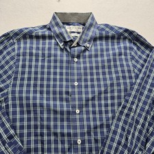 Nick Graham Men's Size Large Blue Green Plaid Long Sleeve Button-Down