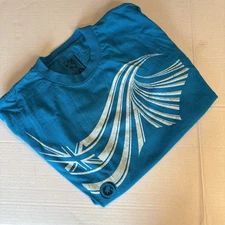 LOCAL MOTION Hawaii T-Shirt Men’s L Bright Blue  Surfing Hang Five Thick  Surf