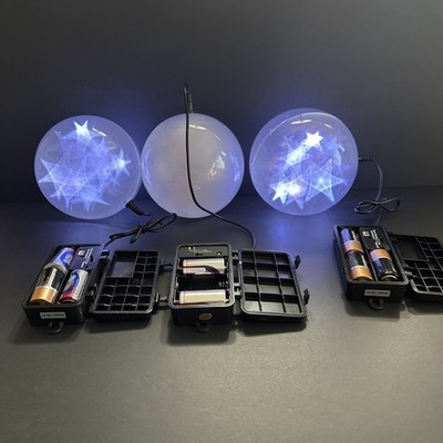 Christmas Star Sphere Globe Lights Outdoor 3 Function 6'' Set of 3  Working Cond