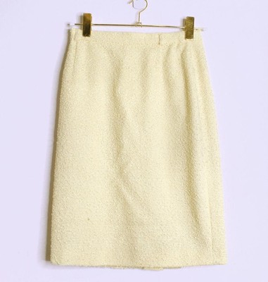 Escada Yellow Tweed Wool Pencil Skirt - Small