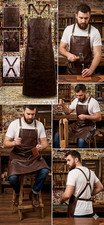 Heavy Duty Leather Work Apron 3Pocket Adjustable Heat Resistant Welder Carpenter