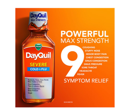 Vicks DayQuil & NyQuil Severe Cold & Flu Relief Liquid, Berry, 12 fl. oz., 3 pk.