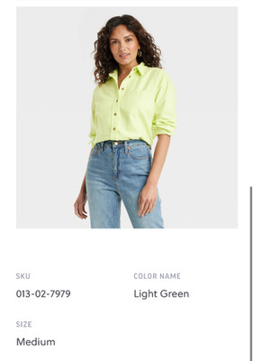 WOMEN'S UNIVERSAL THREAD LONG SLEEVE BUTTON DOWN LIGHT GREEN SIZE MEDIUM