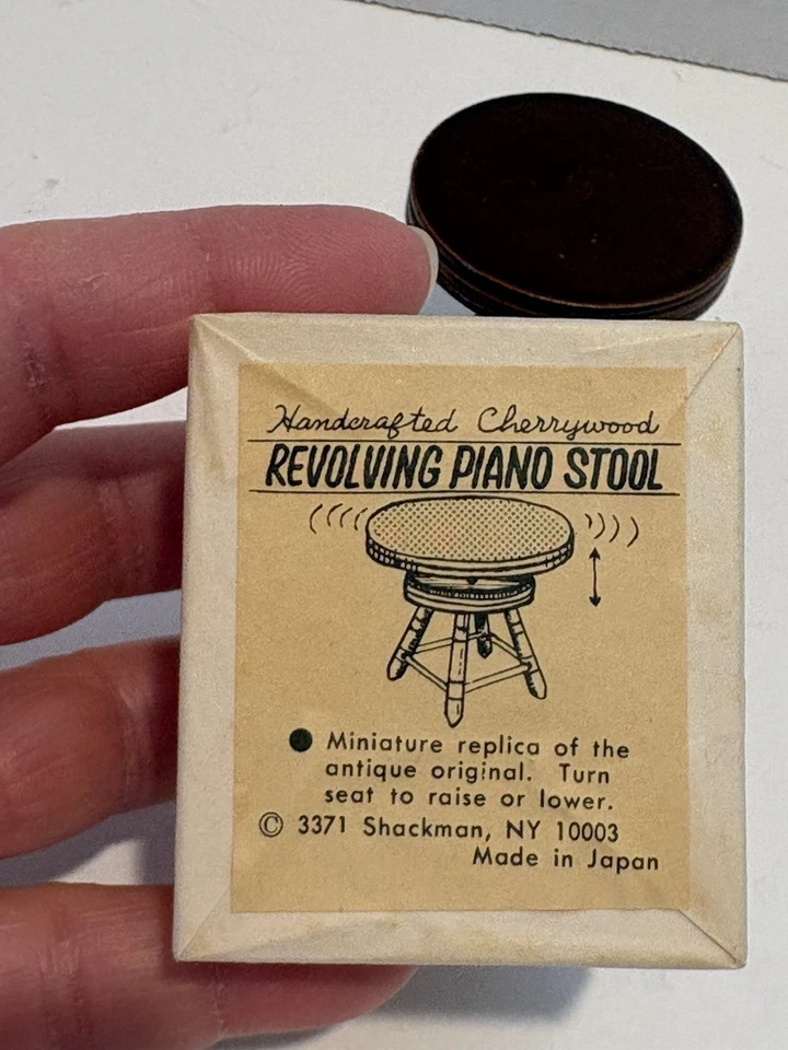 1:12 Miniature Revolving Piano Stool W/ Original Box, Dollhouse Accessories - Image 3 of 3
