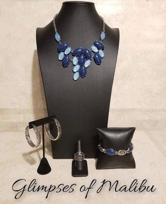Paparazzi jewelry - Glimpses of Malibu Blue and Silver 4 pc set