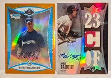 2008 Bowman Chrome ORANGE REFRACTOR Michael Brantley /25 + GU PATCH AUTO RC /75