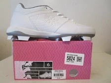 RINGOR RIP-IT Girls Diamond Softball Cleats Molded White/White Size 6