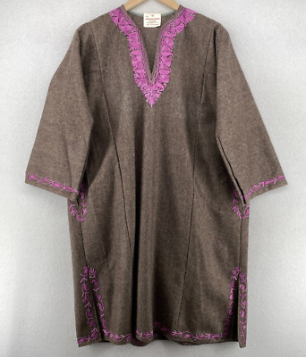 KASHMIR ART EMPORIUM Dress 40 Handwork Kashmiri Pheran Embroidered Brown NEW