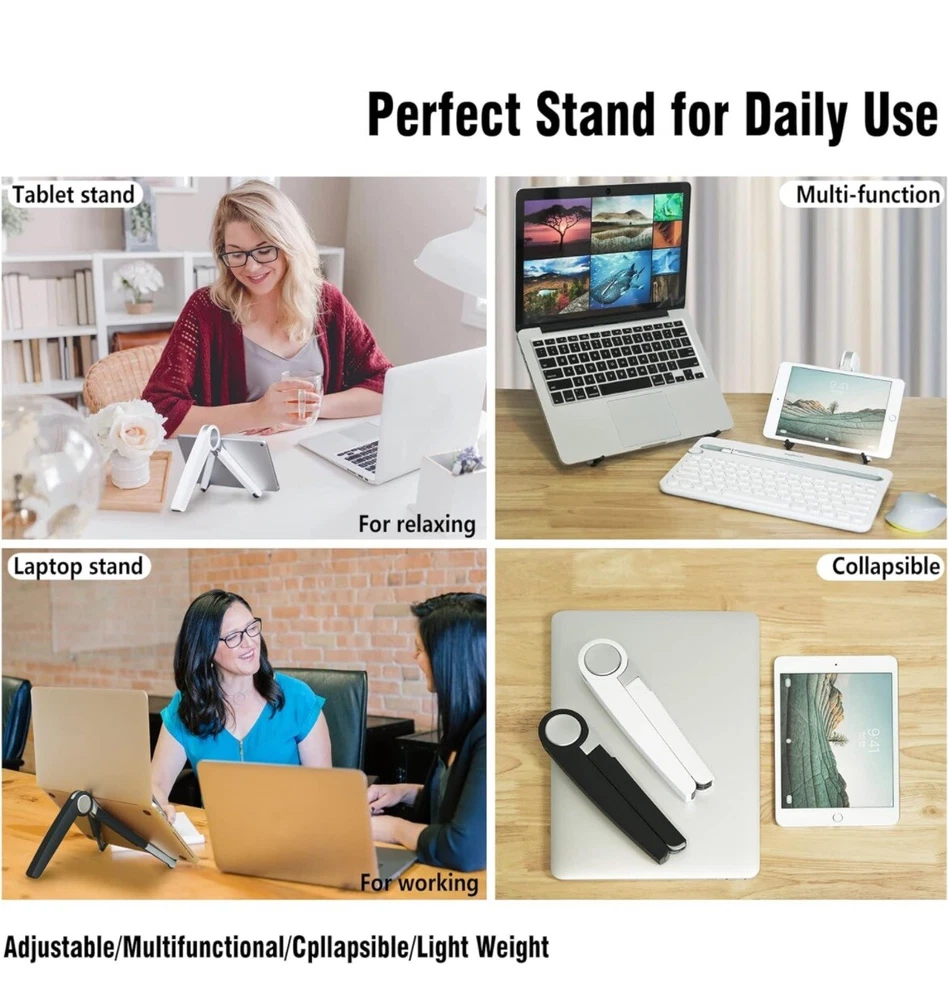 Laptop Stand for Laptop Adjustable Portable Tablet Holder 10-15.6 Inch (White)