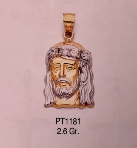 New 14k Gold Jesus Christ Face Pendant 