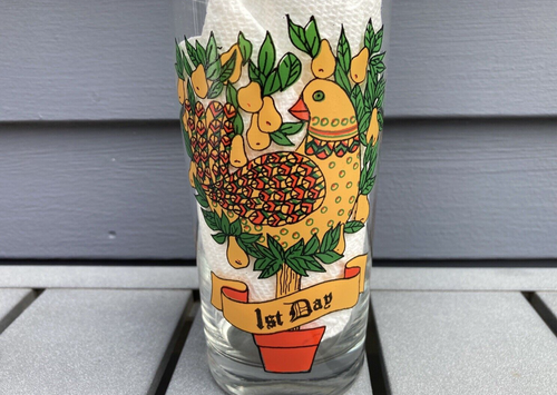 Vintage 12 Tage Weihnachten Glas Becher 1. Tag Rebhuhn Birnbaum Ersatz - Bild 5 von 5