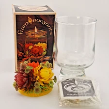 Vintage 70s Flam Buoyants Floating Flame Candle Kit FOREST FANTASY Floral Autumn