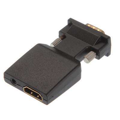 VGA Male In to HDMI Female Out With Audio L/R Converter Adapter PC to 1080P 