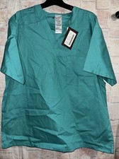 Harriton Unisex Green Scrubs Top V-Neck Cotton Blend Size XL New With Tag