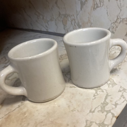 Victor USA Tazze/Tazze da Caffè Pesanti Diner Ristorante Ware Crema Set di 2 Vintage - Foto 2 di 5