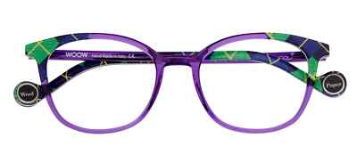 400  Eyeglasses In Acetate WOOW Wool Paper 2 Violet Translucent And Green