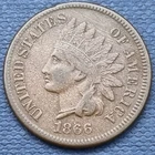 1866 Indian Head Cent 1c Better Grade VF + #56241